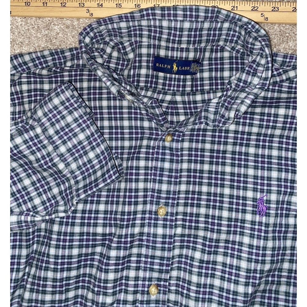 Polo Ralph Lauren Purple/Green/Blue Check Plaid Shirt Mens XL Purple Pony Preppy
